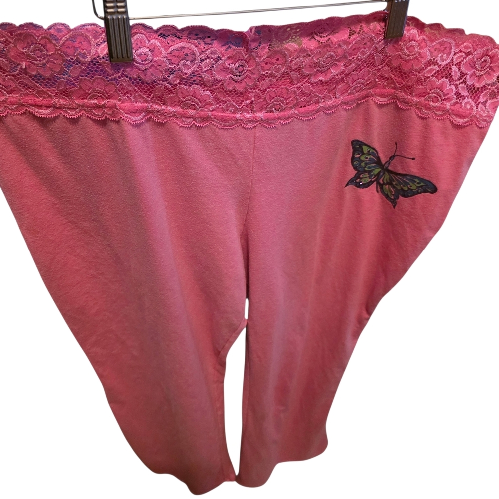 Pink Lounge Pants W Butterfly Detail - Picture 2 of 6